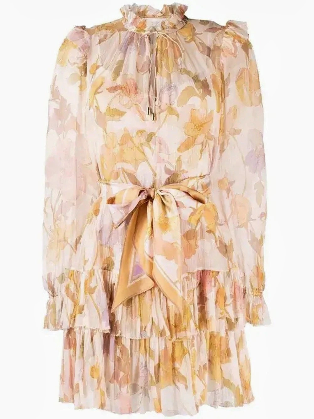 Zimmermann Tempo Tiered Frill Mini Dress Floral Silk